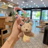 Versión Coreana Lindo Oso de Peluche Camiseta Rayada Llavero de Coche de Dibujos Animados Bolso Cruzado Adorable Colgante de Muñeca Oso de Felpa