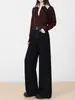 Yi Xiaoxiao 25 Outono e Inverno Novos Calças Longas de Cintura Alta com Controle de Barriga Slim-Fit Altas para Mulheres, Emagrecedoras Versáteis Moda Casual Calças de Perna Larga