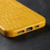 Funda para Teléfono Móvil iPhone 14 Pro con Succión Magnética Apple 13 Hecha a Mano Borde Completo Patrón de Cocodrilo Resistente a Caídas Funda Protectora de Negocios