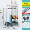 Suporte para Mop de Aço Inoxidável Suporte para Vassoura Rack de Armazenamento Móvel Suspenso Gancho Sem Furo Ferramentas de Organização para Banheiro com Drenagem