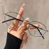 Nuevas Gafas Doradas de Estilo Universitario Coreano con Montura Ovalada para Mujeres Miopes Se Pueden Equipar con Lentes Ultra Ligeras Transparentes Anti-Luz Azul