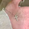 Collar Cruz de Plata de Ley S925 Incrustado con Diamantes para Mujer, Estilo Japonés, Diseño de Nicho de Gama Alta, Cadena para Clavícula, Popular en Xiaohongshu