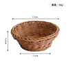 Cesta Redonda de Almacenamiento Tejida de Mimbre Sintético Estilo Japonés Cesta para Pan Cesta de Almacenamiento Cesta de Almacenamiento Tejida a Mano Cesta de Frutas Estilo Pastoral