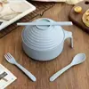 Tigela de Palha de Trigo para Macarrão Instantâneo com Alça para Uso Doméstico, Dormitório Estudantil, Tigela para Comer Estilo Coreano, Tigela para Ramen, Tigela de Plástico Espessado