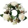 Guirlanda de Velas Simulada com 3 Rosas e Pequenas Flores Silvestres para Decoração de Casa no Dia dos Namorados e Mesa de Halloween