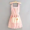 Avental Fofo de Xadrez com Babados para Cozinha Doméstica, Impermeável, à Prova de Óleo, com Bolso para Limpar as Mãos, Avental Feminino de Duas Alças, Atacado