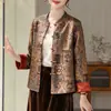 Nueva Chaqueta Estilo Nacional Chino para Mujer Retro Sensación de Alta Gama Ropa para Mujeres de Mediana Edad y Mayores Cuello Alto Botón de Rana Traje Tang Top de Primavera y Otoño para Mamá