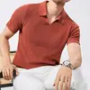 Camisa Polo de Punto Hueca con Cuello en V para Hombre, Manga Corta, Estilo Delgado de Verano, Fresca y Transpirable, de Moda, Versátil, Camiseta de Seda Helada de Alta Gama