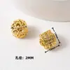 Acessórios decorativos para pulseira banhados a ouro com revestimento de cobre, com contas cilíndricas vintage estilo chinês, contas redondas de moeda de cobre de três vias, componentes para pulseira DIY