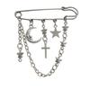 Moda Nova Japonesa e Coreana Corrente de Pinos de Metal Pingente de Estrela Sorridente Versátil para Terno Broche Unissex