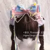 Diadema Original Japonesa Lolita Dulce Linda Rosa y Azul con Lazo KC Accesorio para el Cabello Pasador
