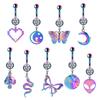 Gatte transfronteiriço gradiente azul roxo Animal Planet piercing de umbigo alienígena piercing de umbigo joia de aço inoxidável
