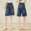 Shorts de Mezclilla Vintage de Pierna Ancha para Mujer, Verano 2026, Delgados de Cintura Alta Casual Adelgazantes Sueltos Populares de Corte Recto a la Rodilla