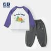 Conjunto Esportivo Masculino Outono Camiseta de Manga Longa e Calça de Moletom Conjunto de Duas Peças Roupas Infantis Roupa para Bebê Calça Longa Camada de Base