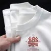 Camiseta Unisex de Algodón Puro Pesado Cuello Redondo Manga Corta Estilo Chino Verano Tendencia Capa Base Ins Camiseta Manga Corta