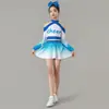 Nuevos Disfraces Azules de Porristas, Uniformes de Porrista, Disfraces de Rendimiento Aeróbico para Mujer, Conjunto de Disfraces de Rendimiento para Competencia