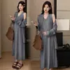 Conjunto de maternidad para otoño, estilo casual, tejido, holgado, elegante conjunto de dos piezas, conjunto de vestido de maternidad