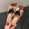 Versión de Piel de Oveja ~ Zapatos de Tacón Alto Estilo Hada Retro Francés para Mujer con Zapatillas de Hebilla Metálica Plisada