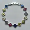 Pulseira de Trevo de Quatro Folhas de Zircônia Popular de Alta Qualidade Transfronteiriça Simples e Versátil Joia Clássica da Moda Joias para Mãos Fabricante Atacado
