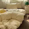 Juego de Sábanas de Algodón Lavado, Juego de Funda Nórdica de Cuatro Piezas, Estilo Ins, Resistente a las Manchas, Adecuado para Dormitorios Estudiantiles, Juego de Cama de Tres Piezas para Hombre