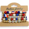Accesorio de mano popular transfronterizo TK, pulsera versátil unisex con elementos de banderas estadounidense, argentina, británica y francesa, pulsera elástica