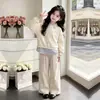 Conjunto de Dos Piezas de Sudadera Holgada Fina de Manga Larga y Pantalones, Casual y Elegante, para Niñas, Moderno para Primavera y Otoño, Adecuado para Estudiantes de Secundaria