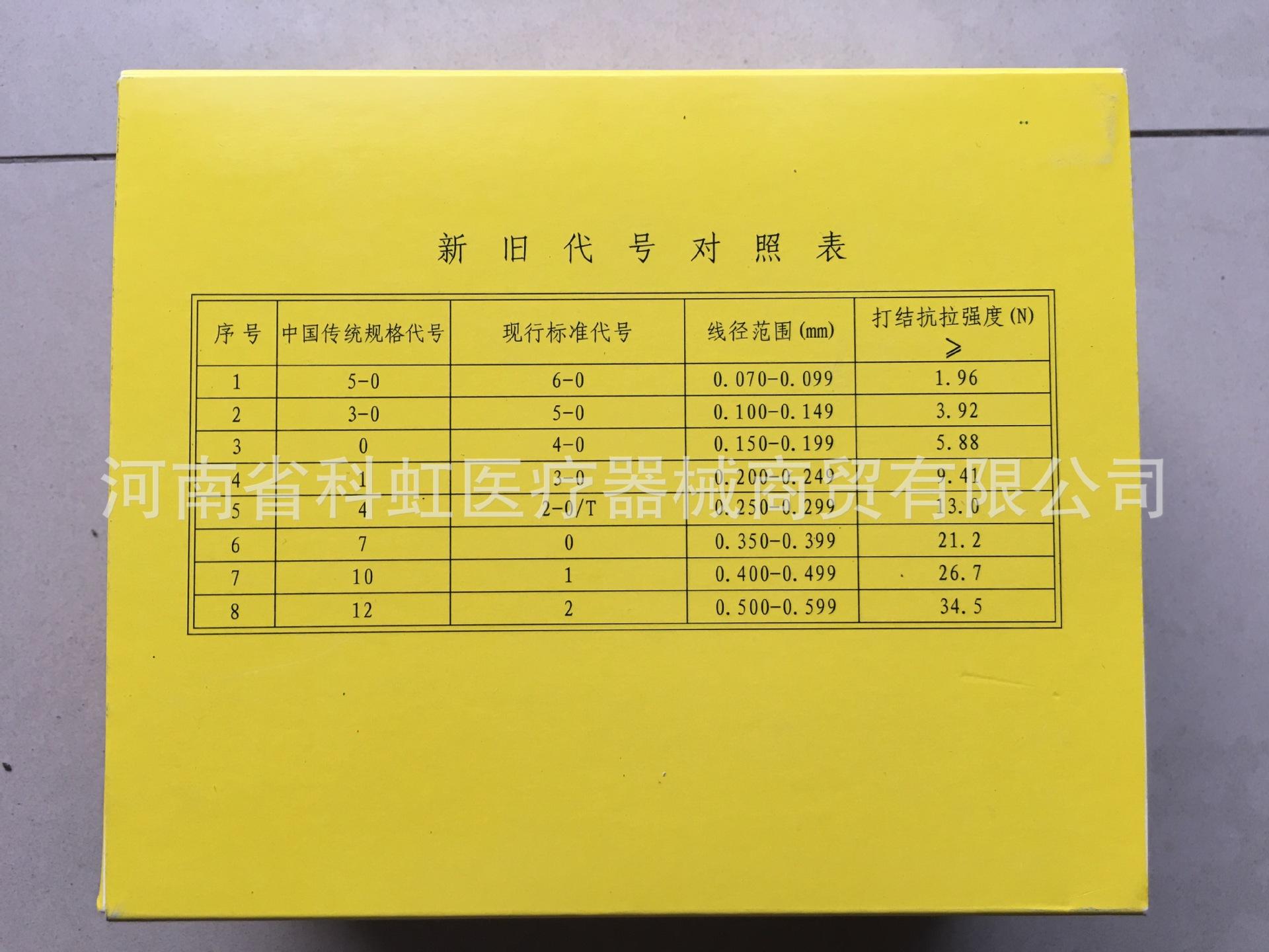 缝合线对照表