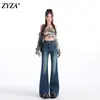 Jeans Vintage de Cintura Alta Skinny para Mulheres Verão 2025 Novos Calças Flare Slim Fit Petite Cropped Bootcut