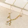 Colar de Pônei com Gotejamento de Óleo de Zircônia e Madrepérola para o Ano do Zodíaco, Corrente de Clavícula de Luxo Leve de Nicho, Acessório de Pescoço Estiloso e Versátil Venda por Atacado