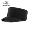 Gorro de Lana para Hombre, Estilo Otoño e Invierno, Forrado de Felpa y Engrosado, Gorra Plana, Sombrero para el Sol, Color Sólido Simple, Gorra Militar para Mujer, Gorra de Béisbol de Moda