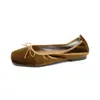 Wei Wei Girl 336-32 Bico Quadrado Baixo Ballet Mary Jane Sapatos de Salto Baixo Feminino Laço Plano Sapatos de Avó Rolo de Ovo