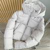 Jaqueta Puffer de Tecido Laminado Curta Europeia e Americana Outono e Inverno com Capuz de Algodão Doce Simples Versátil Estilo Casual