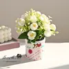 Novo Pequeno Rosa Pastoral Bonsai Flor Artificial Criativa Decoração de Casa Estúdio de Fotografia Enfeites Planta Verde Artificial Planta em Vaso Artificial