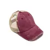 Amazon Comercio Exterior Nueva Malla Lavada con Agujeros para Cola de Caballo Gorra de Béisbol Malla Trasera Abierta Gorra Vieja de Secado Rápido con Visera