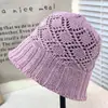 Chapéu de Tricô com Touca Oca Feminino Primavera e Verão Novo Estilo Coreano Redutor de Idade Simples Coreia do Sul Ins Rosto Pequeno Chapéu de Balde