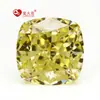 Corte Manual Personalizado 4K Deslumbrante Flor de Gelo Triturado Corte Quadrado Gordo Almofada Amarelo Ganso Claro Pastel Diamante Cz Artificial Zircônio