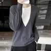 Suéter de Punto Suelto para Mujer 2026 Otoño/Invierno Nuevo, Lana Fina, Cuello Redondo, Diseño de Bloques de Color, Aspecto de Dos Piezas
