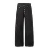 G6969 Estilo High Street Americano para Hombre y Mujer de Gama Alta Diseño de Mezclilla Cruda Multi-Botón Jeans de Pierna Ancha Ligeramente Curvados para Hombre
