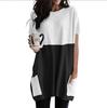 Amazon 2023 Verano Vestido de Media Longitud Casual de Moda para Mujer con Costuras en Color de Contraste y Cuello Redondo