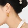 Aretes de Moda Transfronterizos Europeos y Americanos Nuevos Nicho Simples Láser Cara Aretes Personalizados Acero Titanio Chapado en Oro