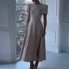 Verano 2025 Nuevo Europeo y Americano Amazon Exportación Transfronteriza para Mujer Cuello Redondo Cintura Simple Casual Falda Larga