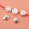 Plata Pura S999 Flor de Rosa Dura de Plata 3D con el Carácter para Bendición, Cuentas Espaciadoras, Materiales para Ensartar DIY, Accesorios