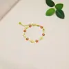 Moda Flor Nova Gotejamento de Óleo Pulseira de Ouro 18K Temperamento Simples Versátil Margarida Misturada Joia de Aço Titânio