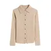 Nuevo Suéter de Cachemira Otoño e Invierno 2026 Camisa de Cuello para Mujer Cardigan de Punto de Botones Sencillo Color Puro Chaqueta Casual