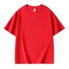 Camiseta de Manga Corta con Cuello Redondo y Hombro Normal 220g 21s para Hombre, Algodón Puro, Color Sólido, Camisa de Trabajo Publicitaria, Logo de Impresión al por Mayor