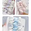 Elástico de Cabelo Floral de Chiffon Suave Estilo Coreano para Meninas, Corda de Cabelo Elástica Alta para Coque