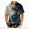 Camisa de Botão Comércio Exterior Transfronteiriço Novo Estilo Camisa Curta Impressão 3D Venda Direta da Fábrica Atacado Personalização Poliéster Havaiana