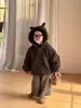 Estilo Novo Inverno 2025 Roupas Infantis Coreanas Meninas Casaco Fofo com Capuz de Lã de Cordeiro Poá Suéter Quente Peludo