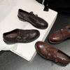Zapatos de Piel de Vacuno de Primera Capa Huecos Tallados Estilo Brogue Británico 2025 Tacón Medio Grueso Punta Redonda de Piel Genuina para Mujer