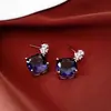 Colar com Pingente de Flor de Zircônia e Rombos Brincos Conjunto Exquisito Moderno Versátil de Temperamento Senso de Design Joias de Luxo Leve para Mulheres